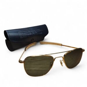 Vintage Randolph Engineering Military Aviator Sunglasses Gold USA HGU-4/P Case